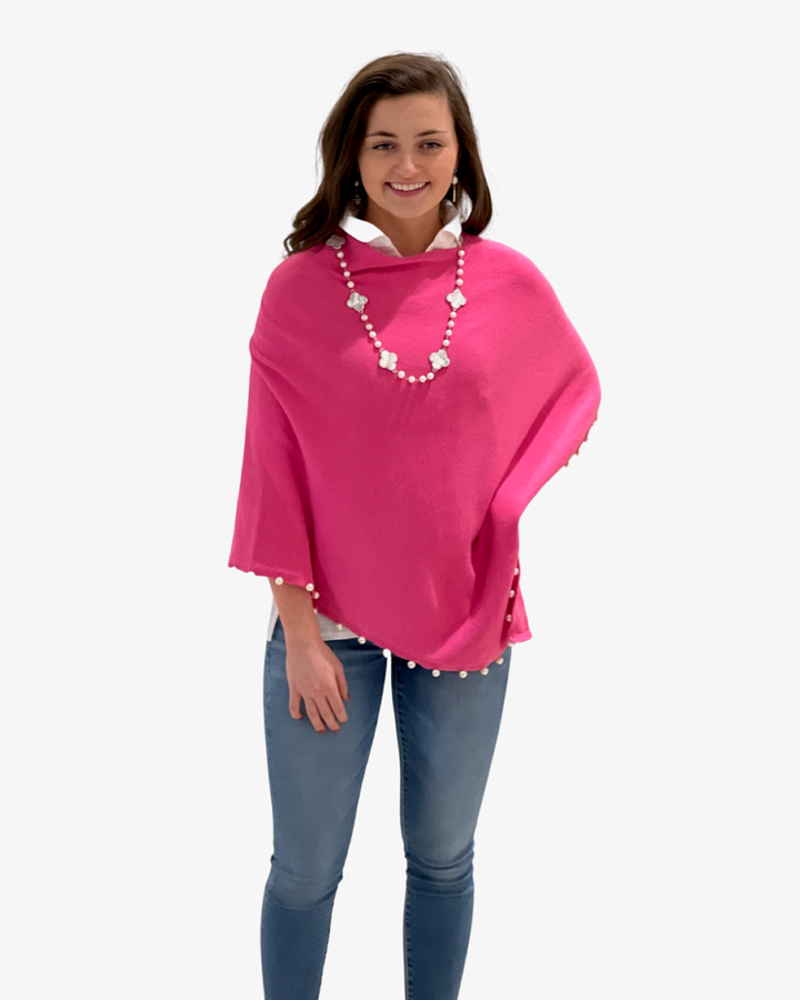 The	Peyton Pearl Poncho in Hot Pink