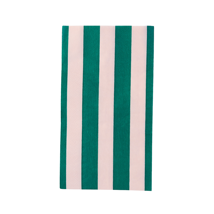 Bonjour Fete Pink & Green Signature Cabana Stripe Guest Towels Napkins