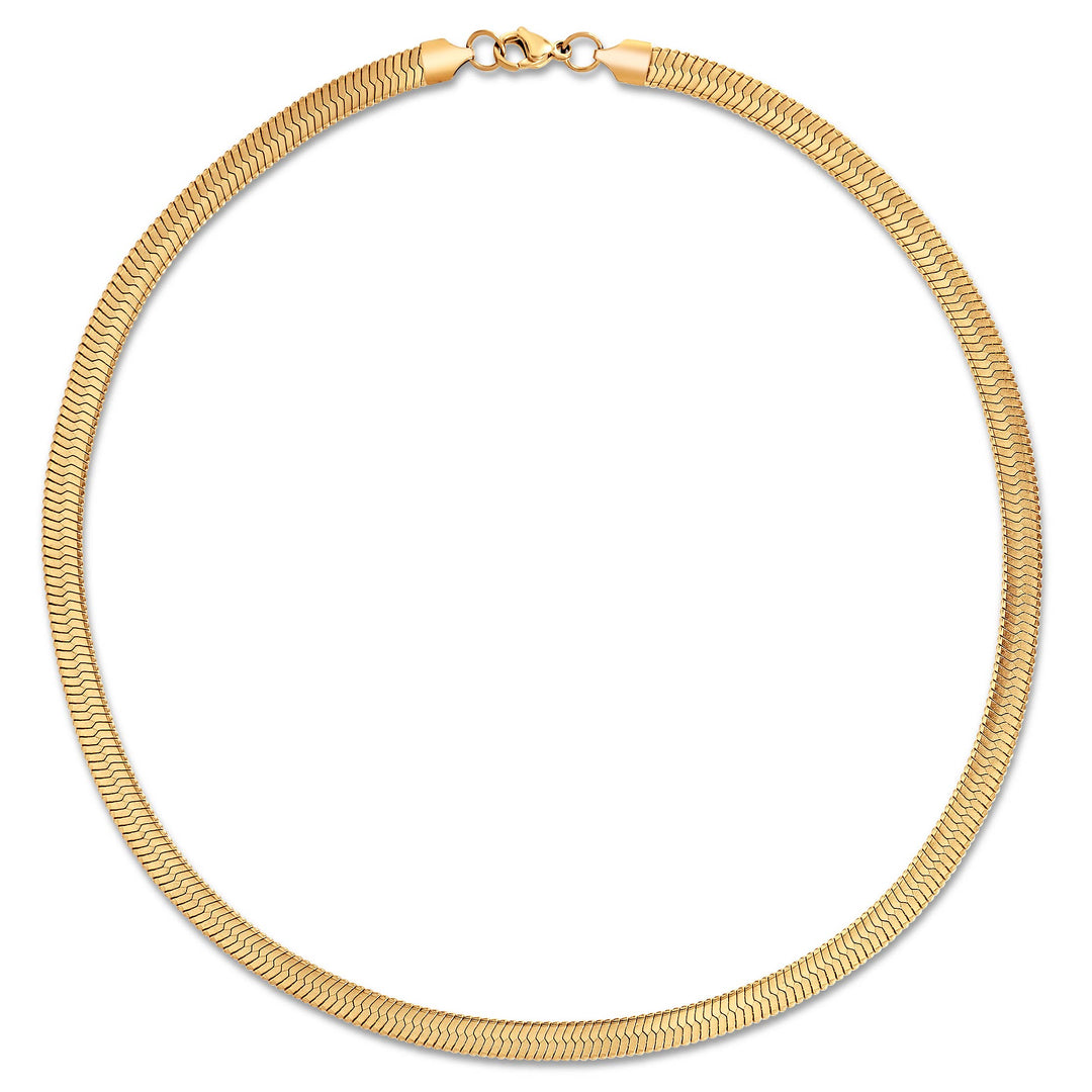 Ellie Vail - Paola Herringbone Chain Necklace: Yellow Gold