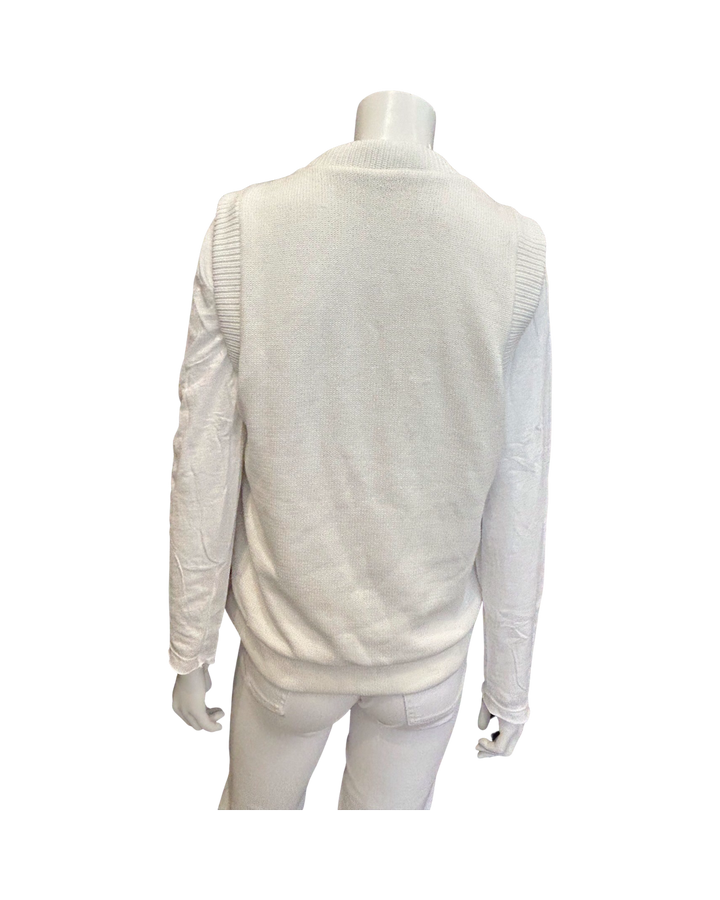 Cortland Vest in Beige/White Cotton