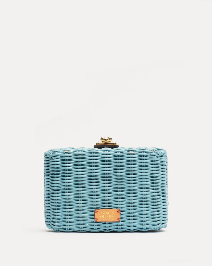 Paige Wicker Box Clutch Purse in Light Blue by Frances Valentine