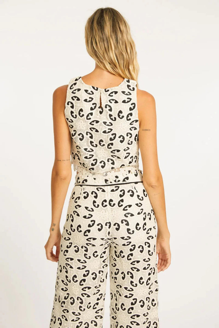 Isabelle Ivory Black Lace Top by Caballero