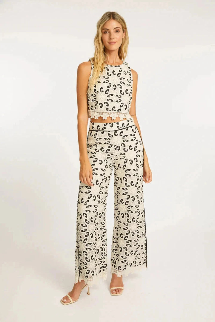 Celina Ivory Black Lace Pant by Caballero
