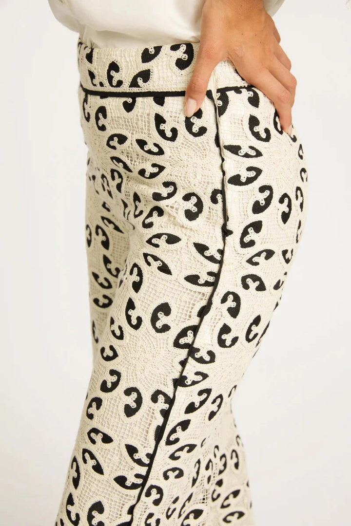 Celina Ivory Black Lace Pant by Caballero