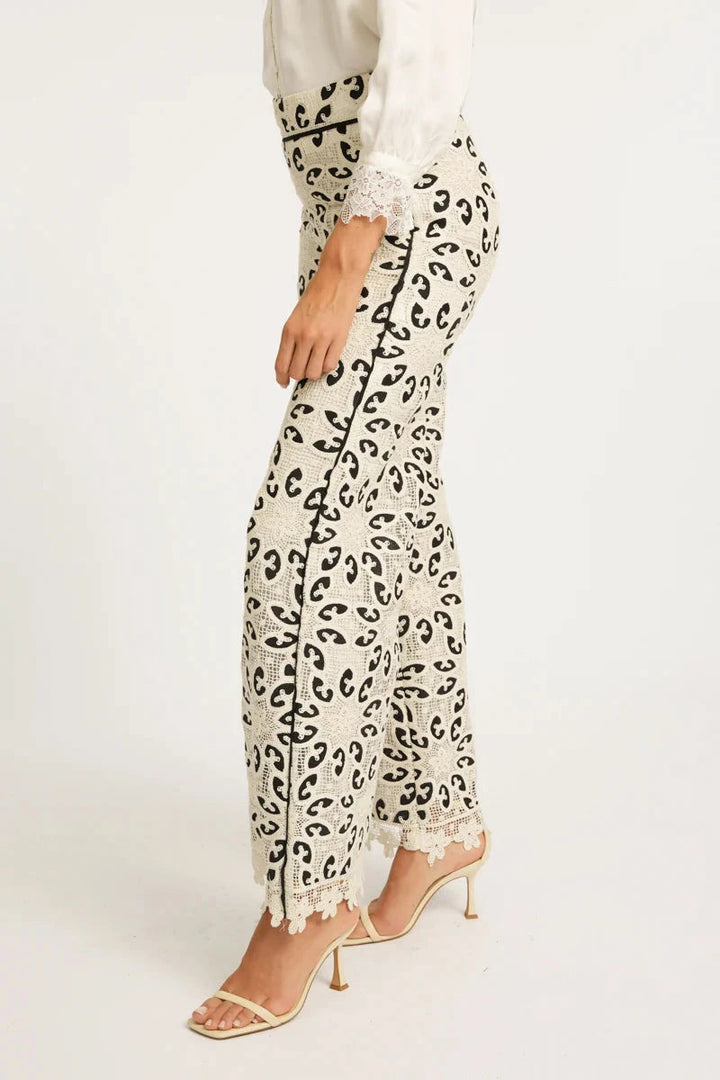 Celina Ivory Black Lace Pant by Caballero