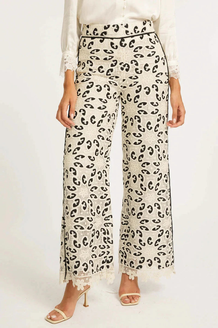Celina Ivory Black Lace Pant by Caballero
