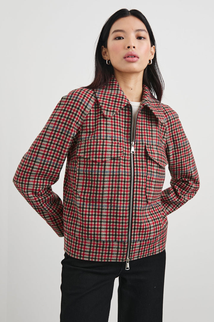 Cheyenne Jacket in Crimson Mini Check by Rails