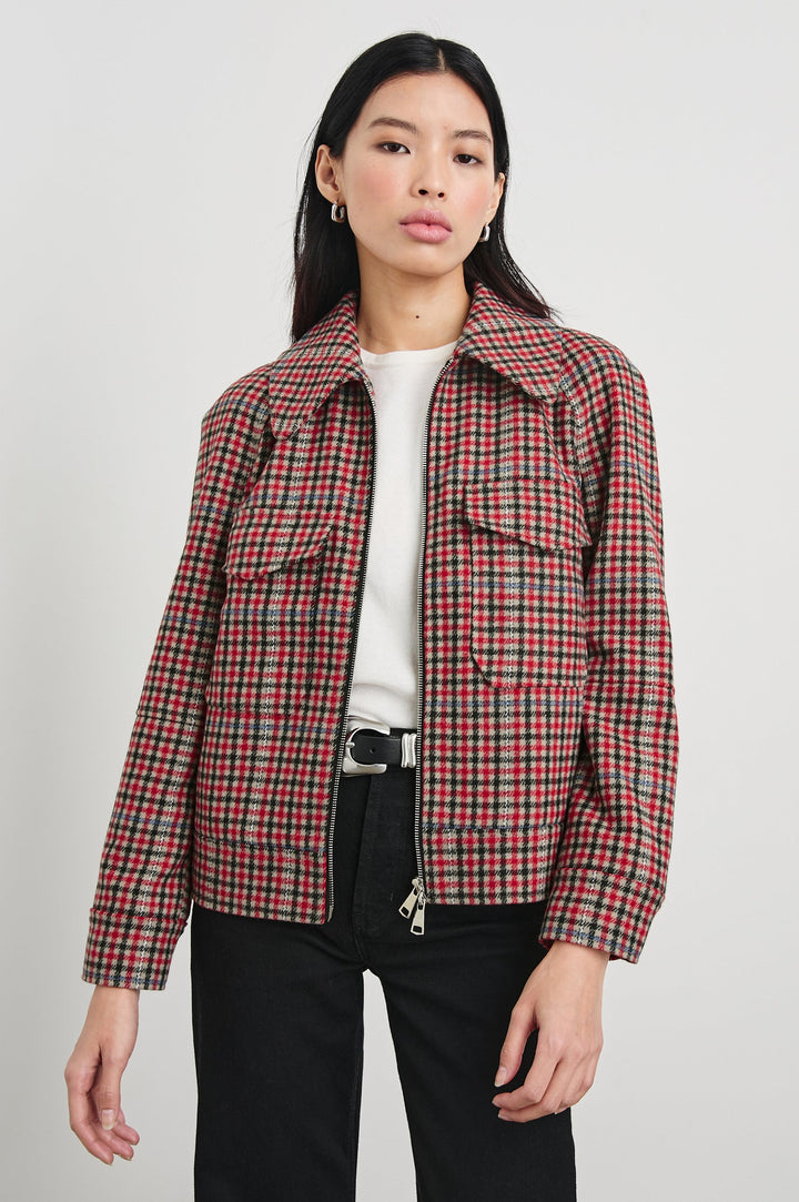 Cheyenne Jacket in Crimson Mini Check by Rails