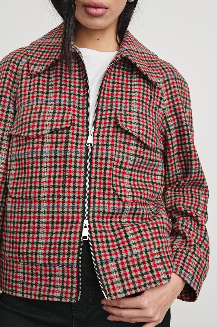 Cheyenne Jacket in Crimson Mini Check by Rails