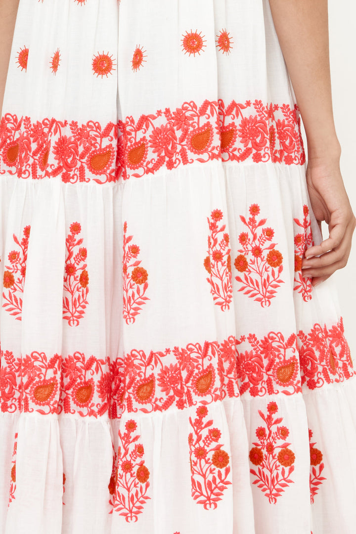 Sleeveless Smocked Maxi Dress in Calistoga Coral by Oliphant