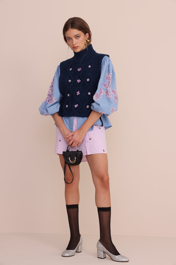 Vero Alfie Picasso Vest in Blue