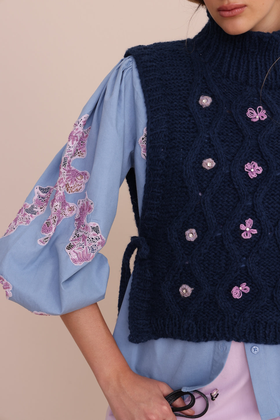 Vero Alfie Picasso Vest in Blue