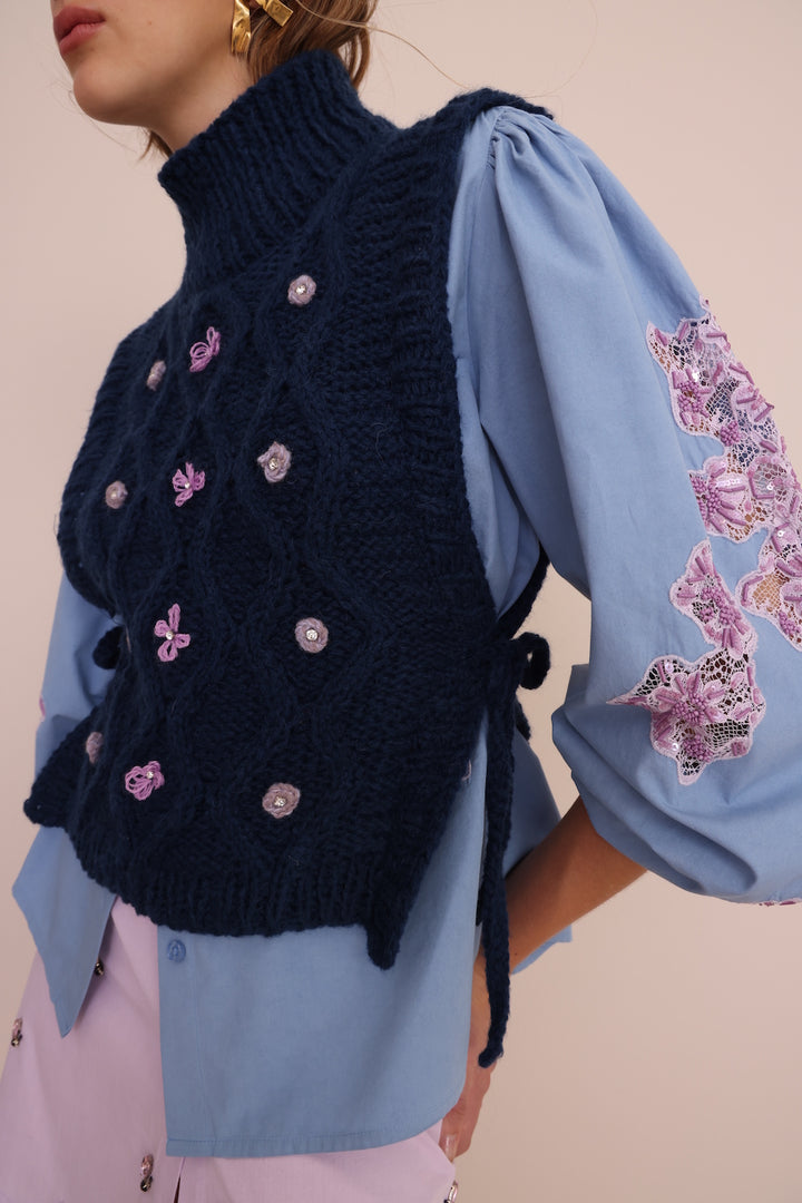 Vero Alfie Picasso Vest in Blue