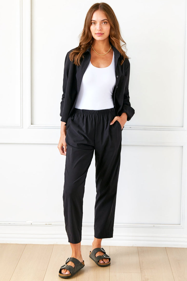 Travel Pant: Elastic Waist in Black by Finley