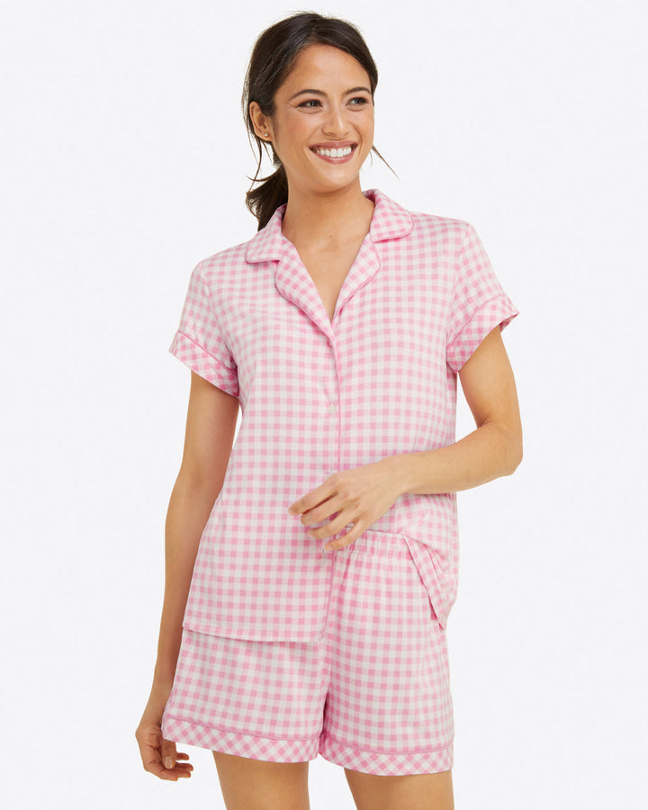 Draper James Sara Pajama Set in Light Pink Gingham