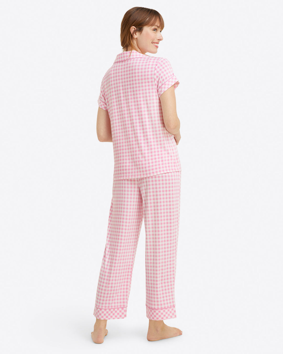 Draper James Linda PJ Set in Light Pink Gingham