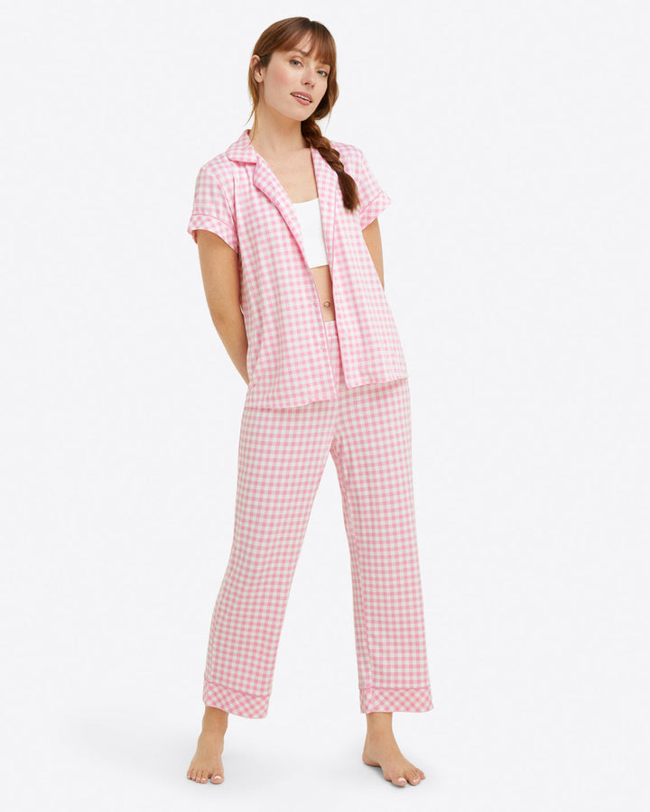 Draper James Linda PJ Set in Light Pink Gingham