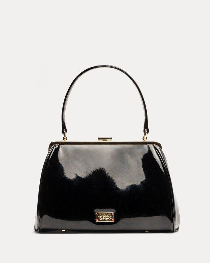 Frances Valentine Frances Frame Bag Soft Patent Leather Black