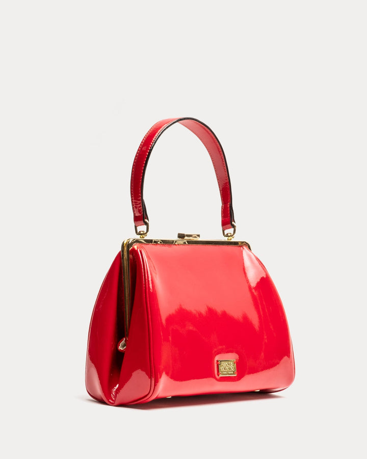 Frances Valentine Frame Bag Soft Patent Leather Red OS