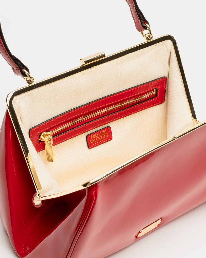 Frances Valentine Frame Bag Soft Patent Leather Red OS