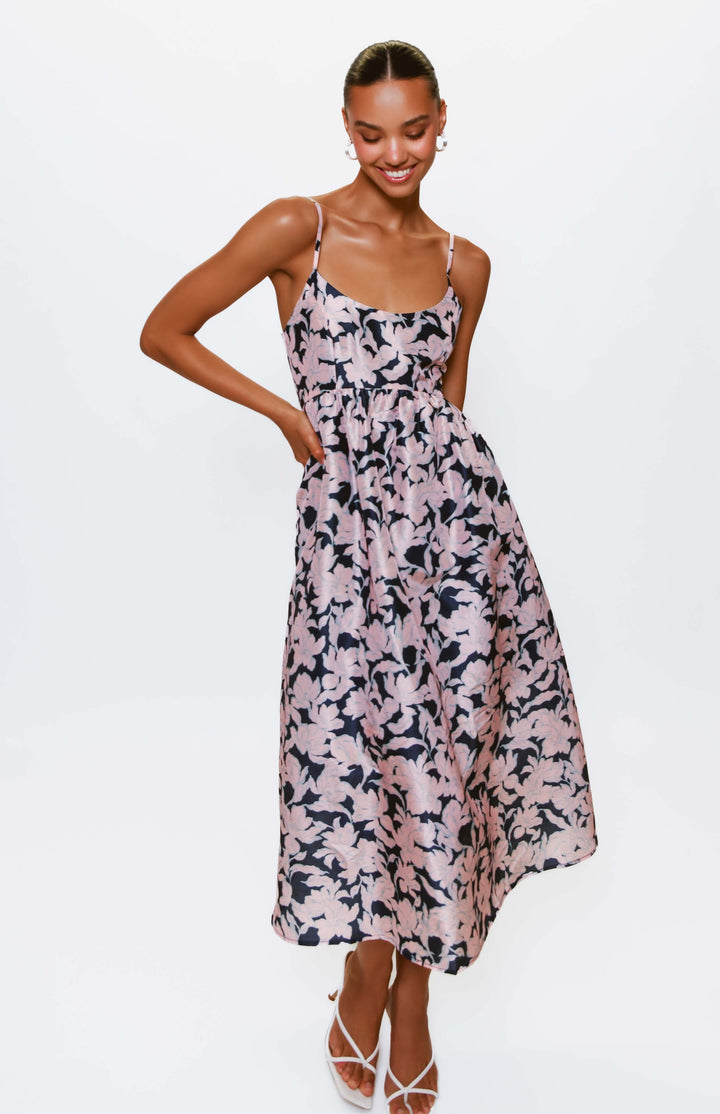 Brixton Dress in Navy Outline Floral by Hutch