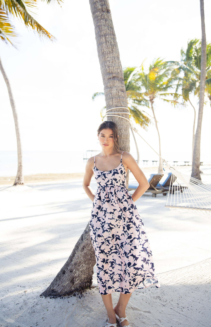 Brixton Dress in Navy Outline Floral by Hutch