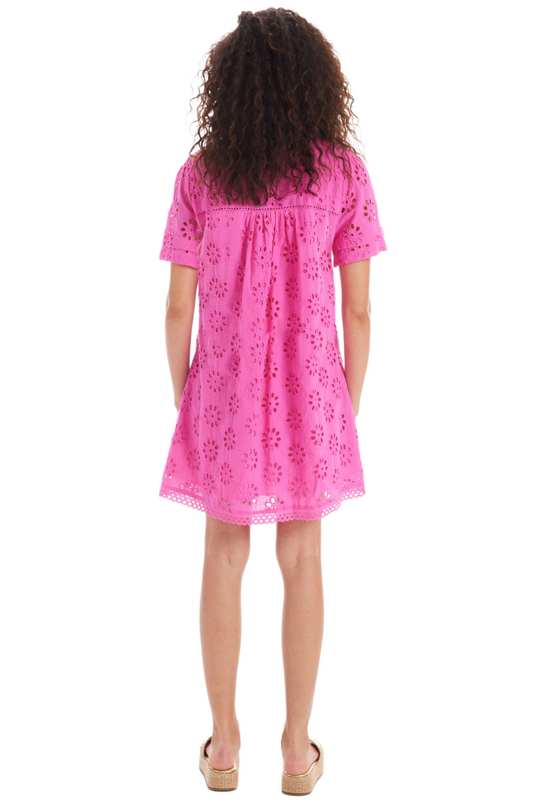 Eliana Eyelet Dress in Hot Pink by ALLISON Catherine Campbell Eliana Eyelet Dress in Hot Pink by ALLISON Catherine Campbell
