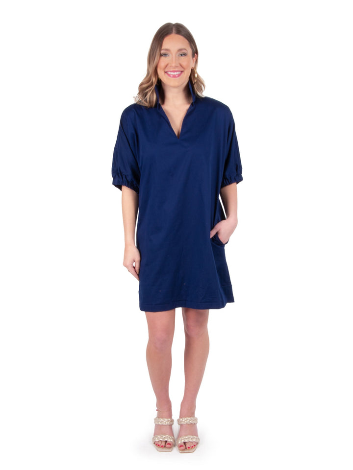 Emily McCarthy Poppy Dress- Navy Cotton Poplin