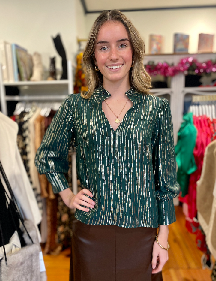 Hailey Blouse in Deep Emerald by Emily Lovelock