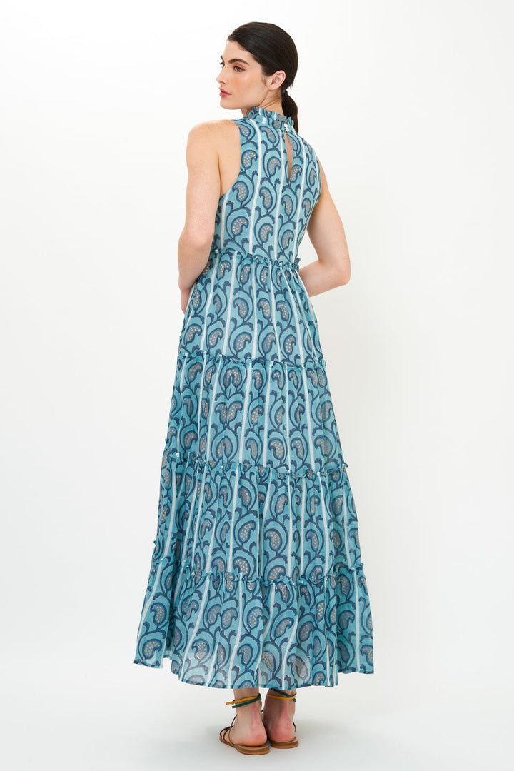 Ruffle Tiered Maxi in Goa Blue