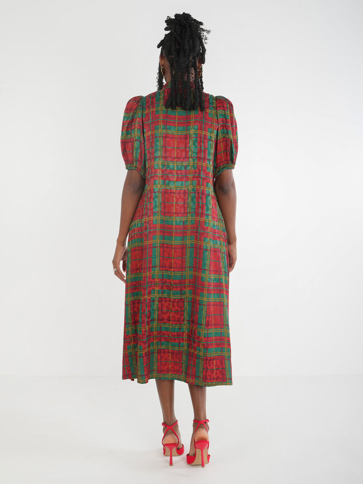 Emily McCarthy Hampton Midi Dress in Tartan Cheetah