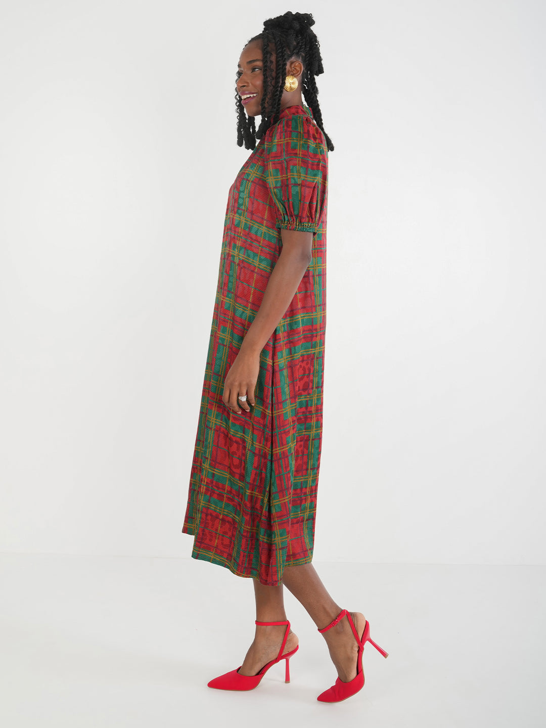 Emily McCarthy Hampton Midi Dress in Tartan Cheetah