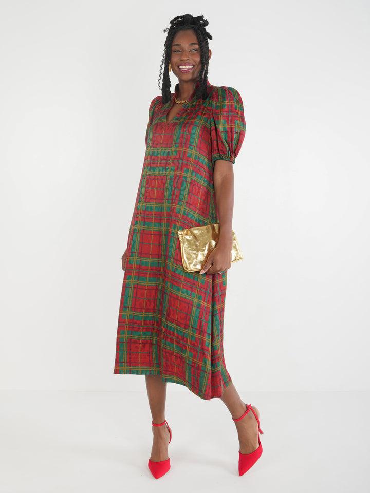 Emily McCarthy Hampton Midi Dress in Tartan Cheetah