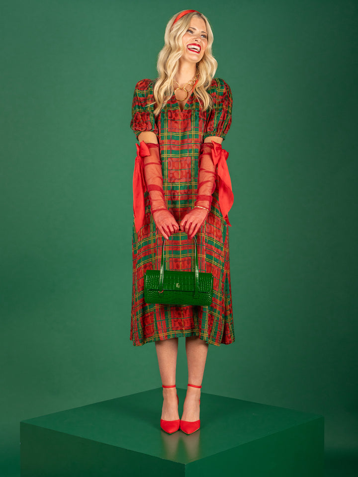 Emily McCarthy Hampton Midi Dress in Tartan Cheetah