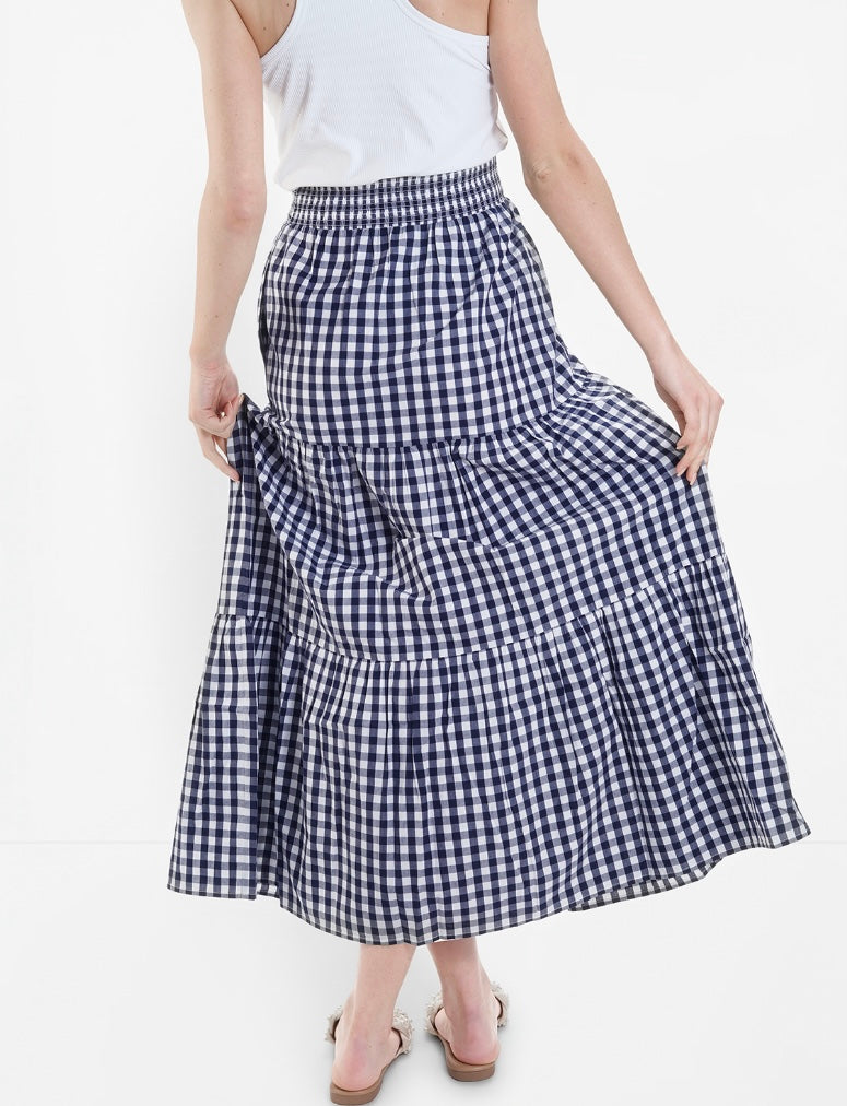 Gingham Skirt in Navy by Navy Bleu