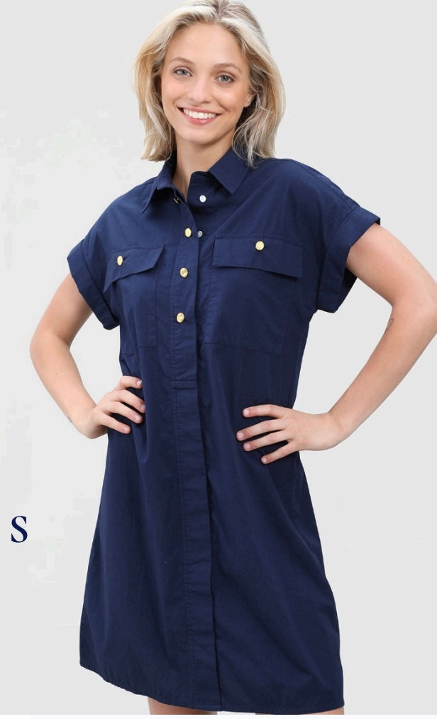 Harper Navy Utility Dress by Navy Bleu