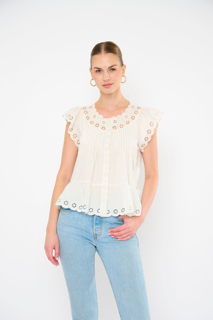 Bria Top in Ivory Mist by Flora Bea