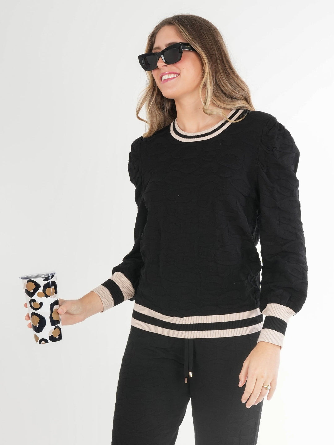 Julia Sweater in Black Knit Cheetah by Emily McCarthy