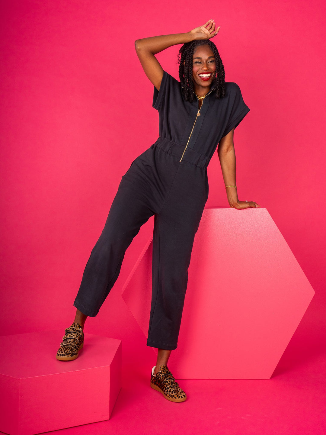 Poppy Jumpsuit in Black French Terry by Emily McCarthy