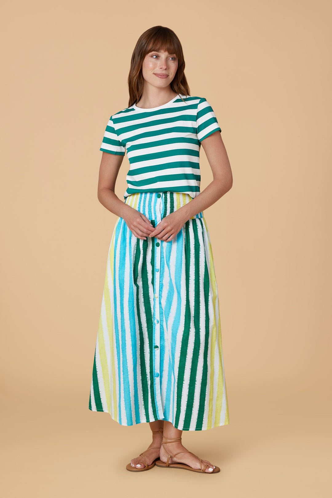 Marine Green Stripe Tee Olivia by Livro