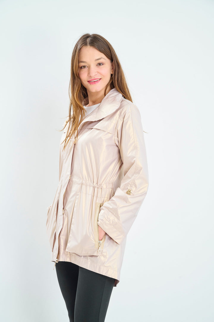 Anorak Metallic Rain Jacket in Champagne