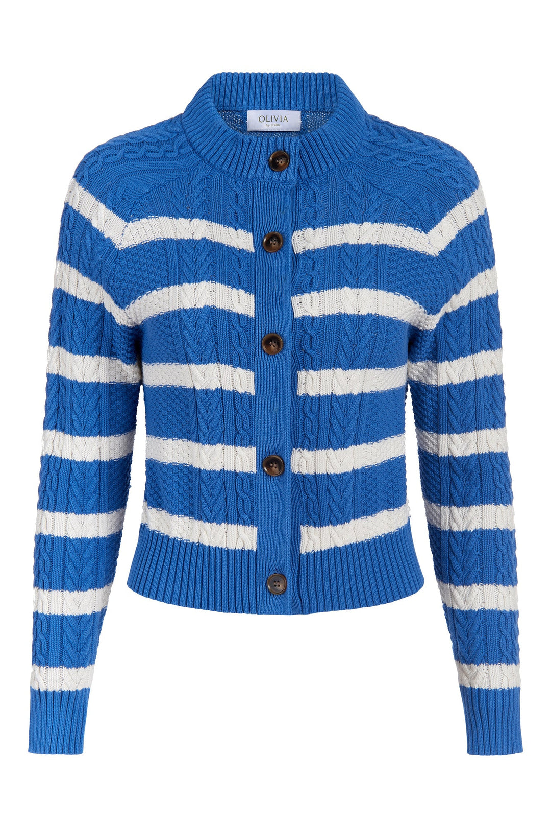 Fisherman Cardigan Blue Knit by Olivia by Livro