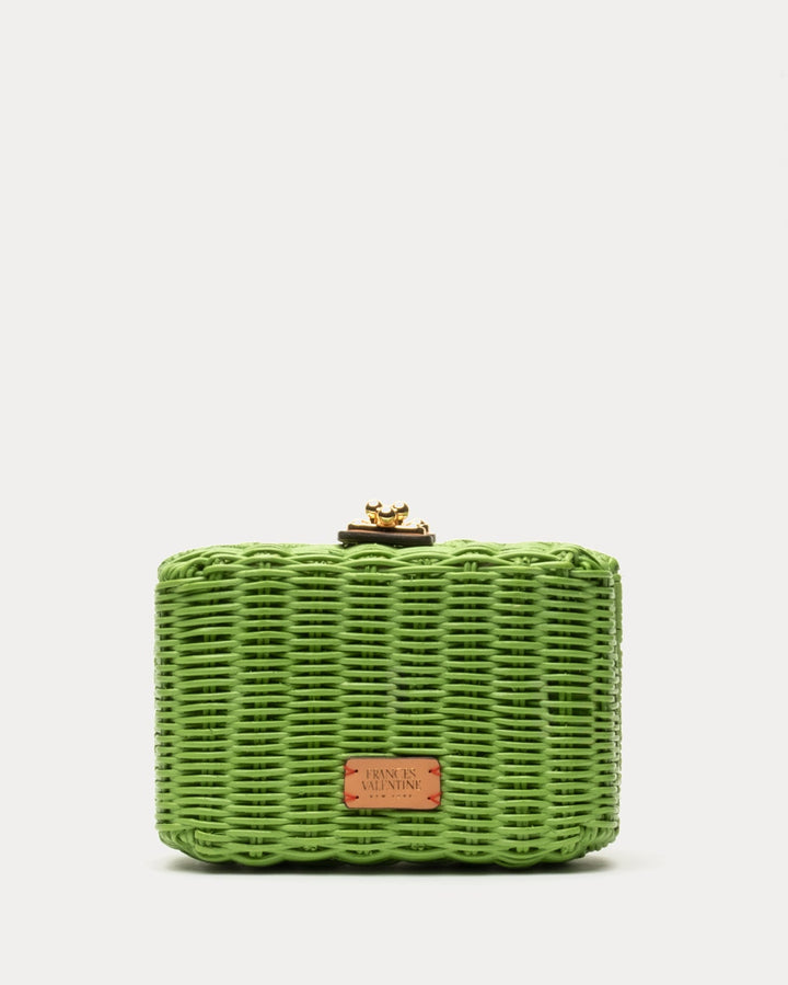 Paige Wicker Box Clutch Purse in Lime by Frances Valentine