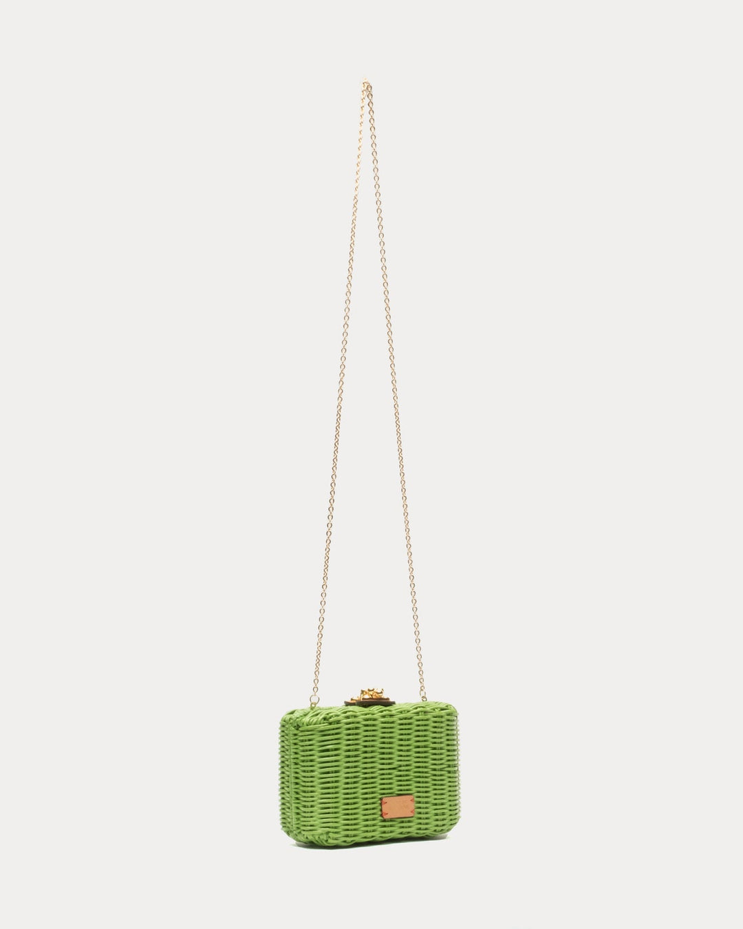 Paige Wicker Box Clutch Purse in Lime by Frances Valentine