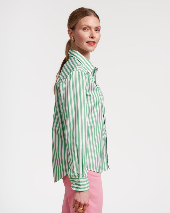 Perfect Button Down in Green Stripe by Frances Valentine