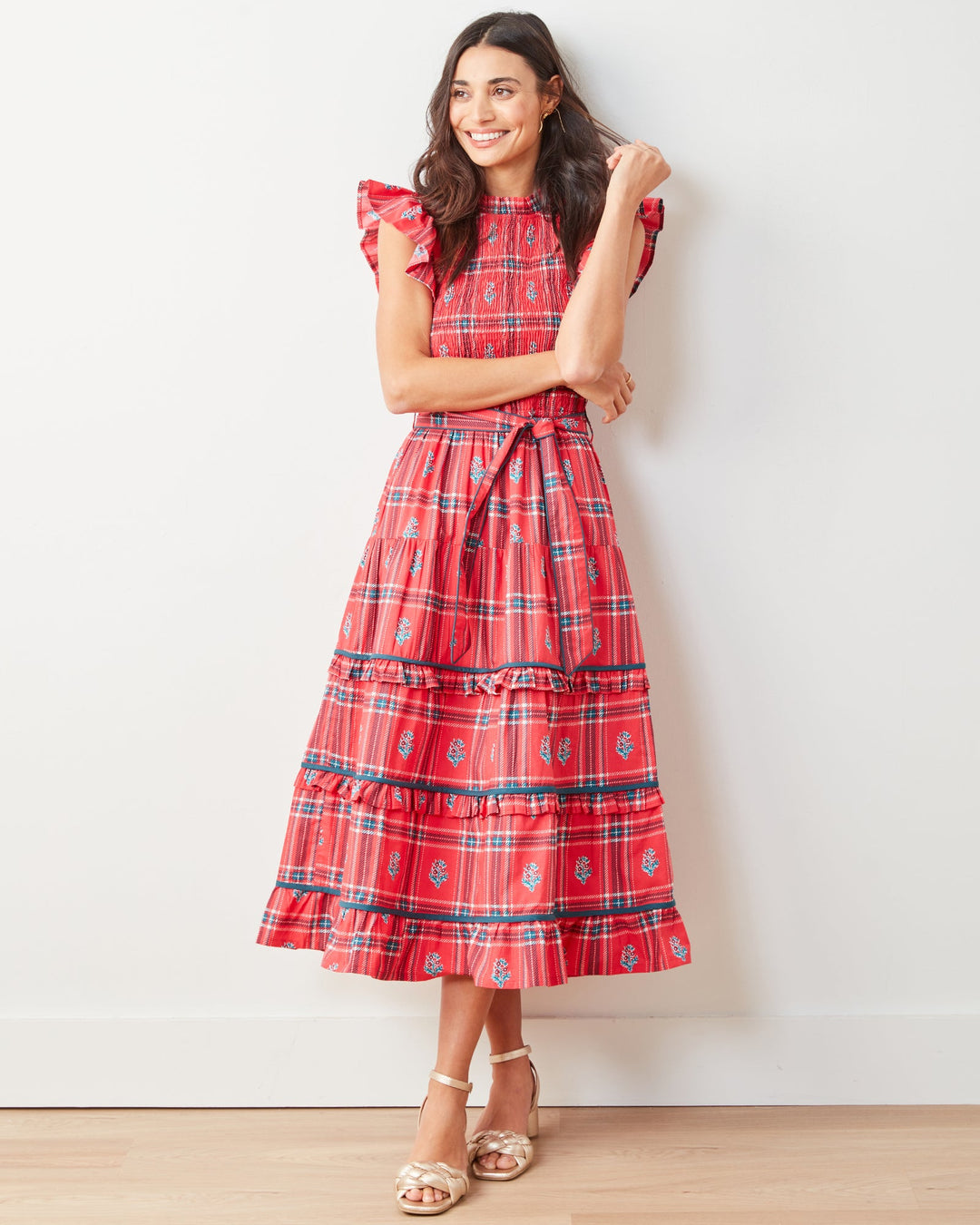 Ready to Ruffle Dress in Nostalgia Plaid by Printfresh