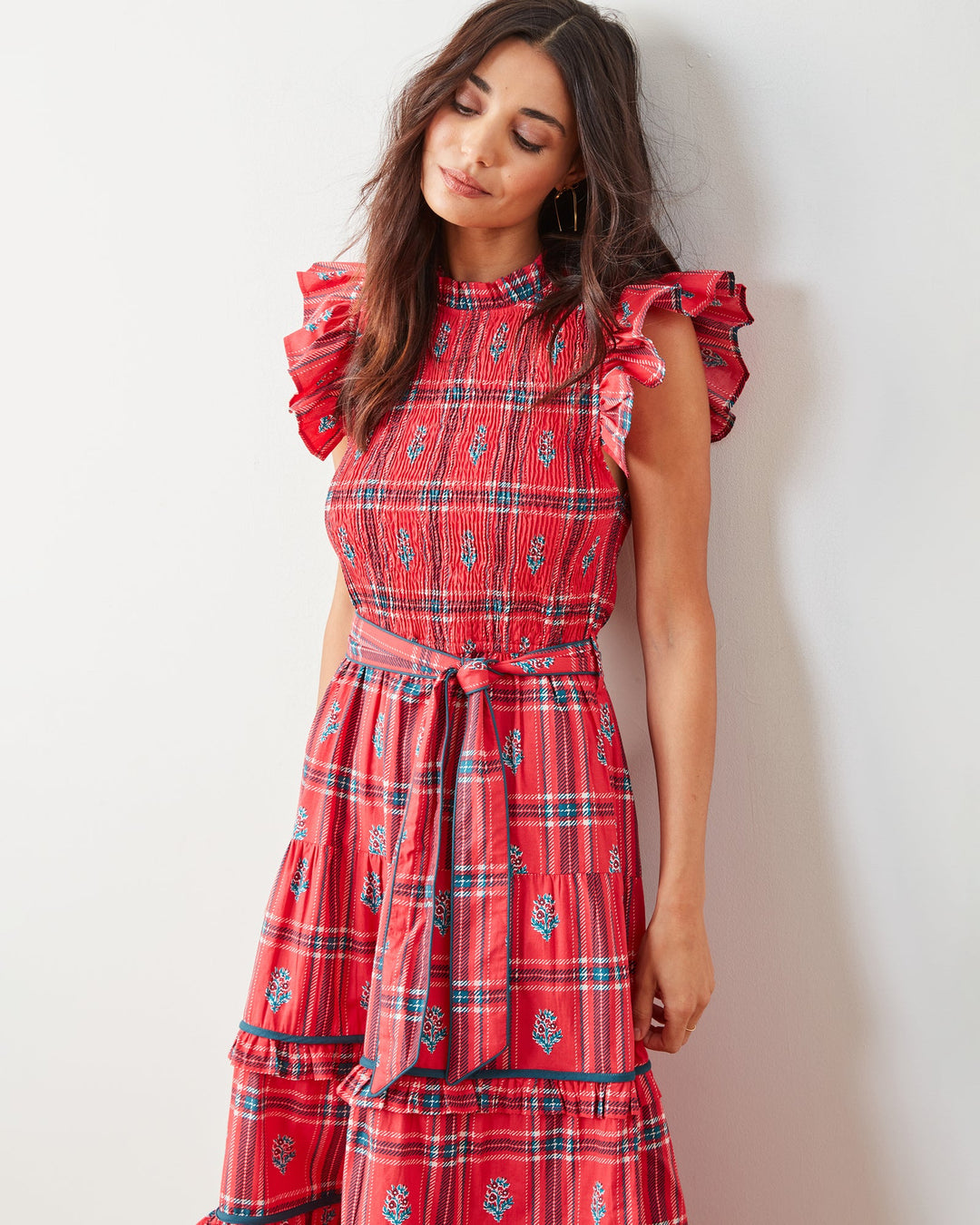 Ready to Ruffle Dress in Nostalgia Plaid by Printfresh