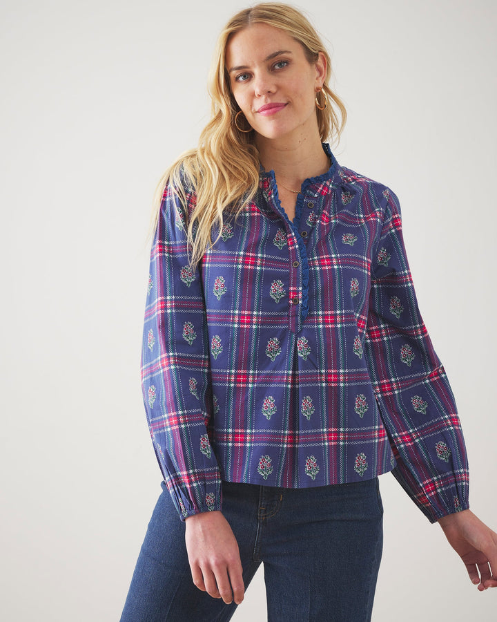 On the Books Blouse in Nostalgia Plaid by Printfresh