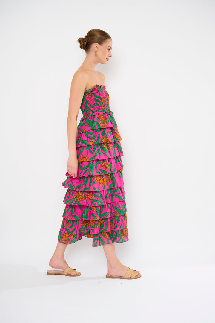 Rosana Dress in Poppy Pink Flora Bea