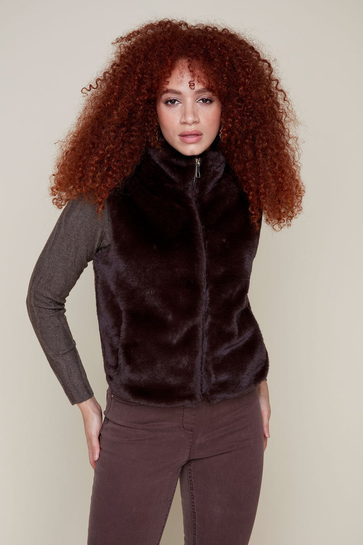 Renuar chocolate fur vest